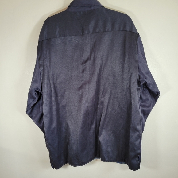Haband Mens Navy Blue Flannel Lined Shacket Work Shirt XL - Picture 2 of 11